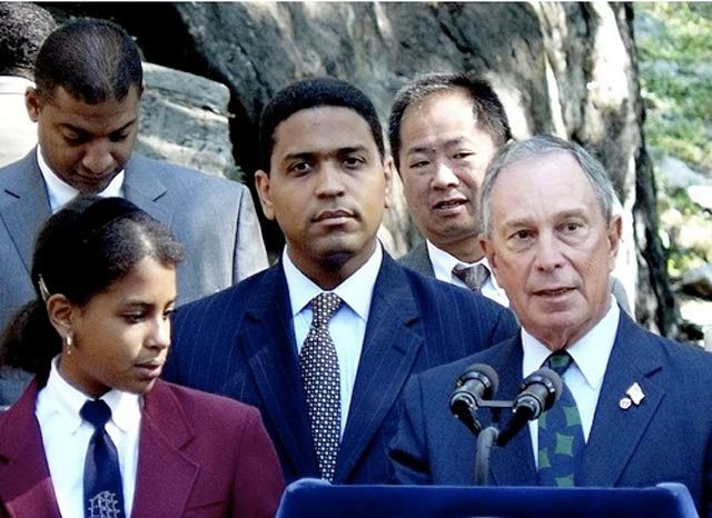 "Mayor Mike Bloomberg giving a speech at the Ribbon Cutting for the new High Bridge Access Trail at 165th Street and Edgecombe Avenue in the Washington Heights Neighborhood of Manhattan. "